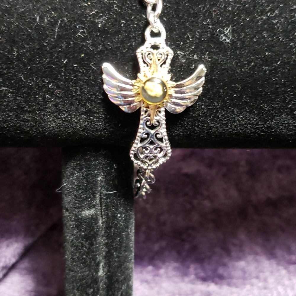 Majestic stainless Angel wing cross
